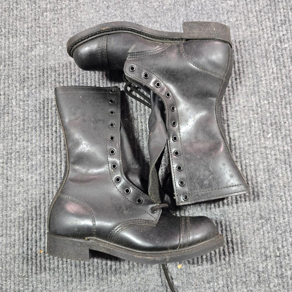 Carolina Boots Mens Size 3D Black Leather Para-Trooper Jump Combat Cap Toe
